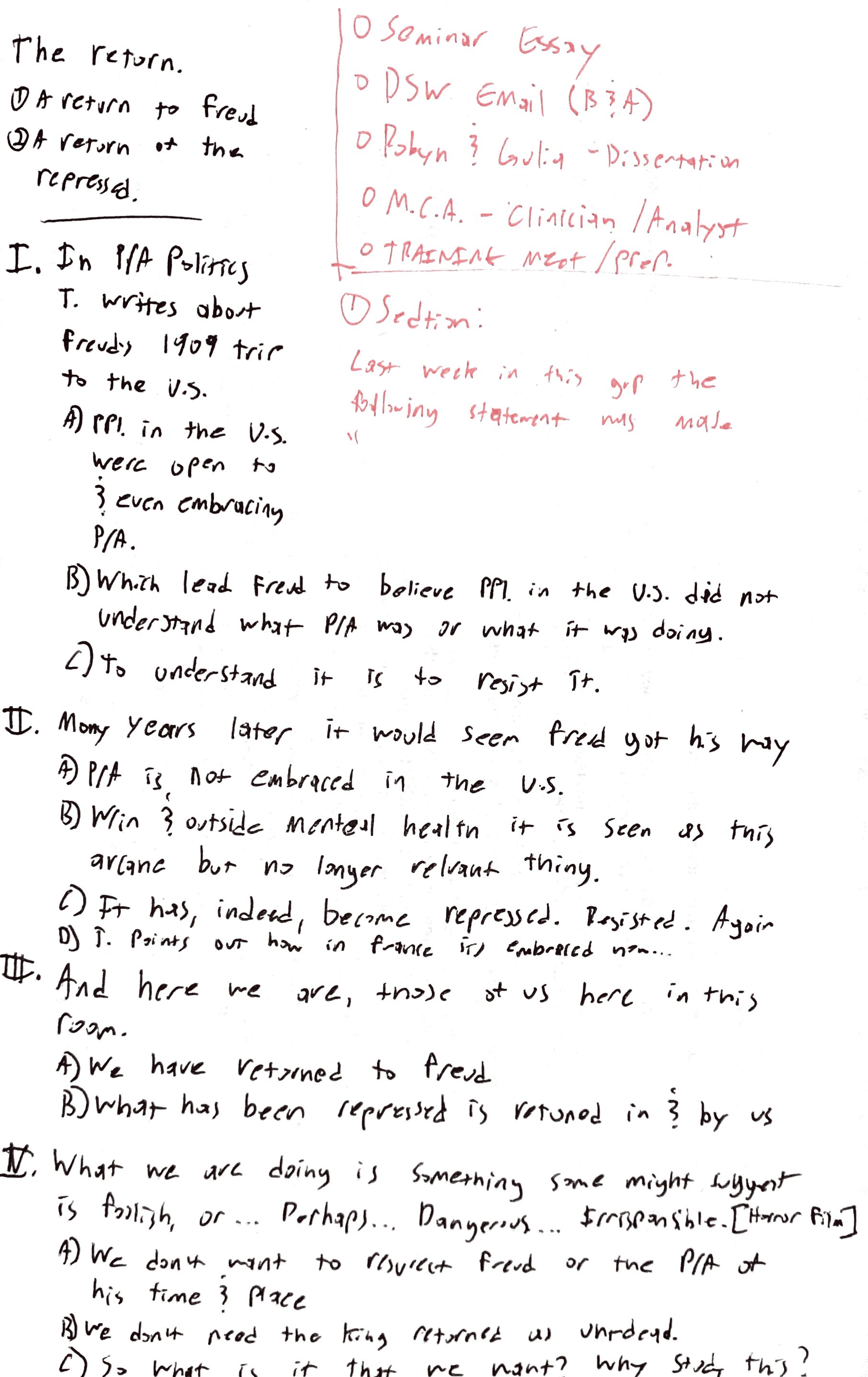 Some notes for a talk